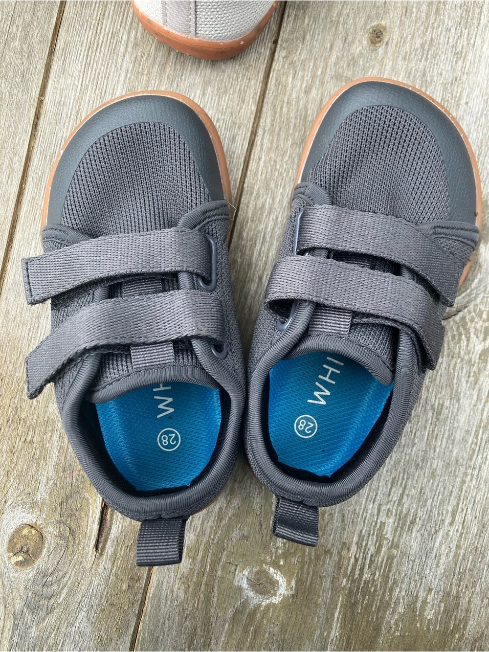 WHITIN Gray Kids Velcro Sneakers with Gum Outsole